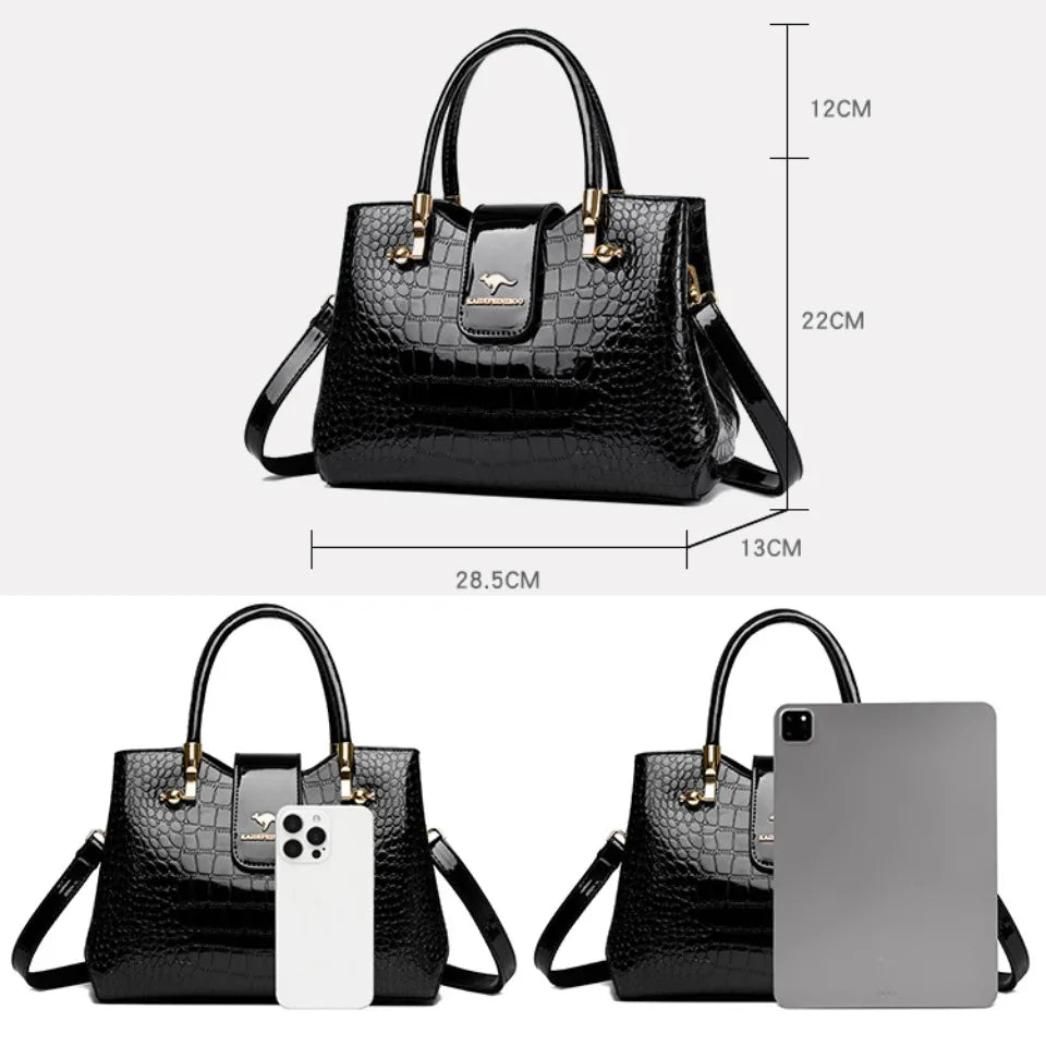 Casual Tote Bag Oil PU Leather Handbag Crossbody Bag