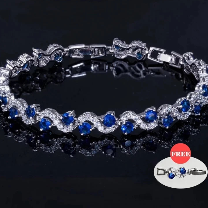 5 Colors Fashion Ladies Silver Plated Cubic Zirconia Royal Blue Tennis Bracelets