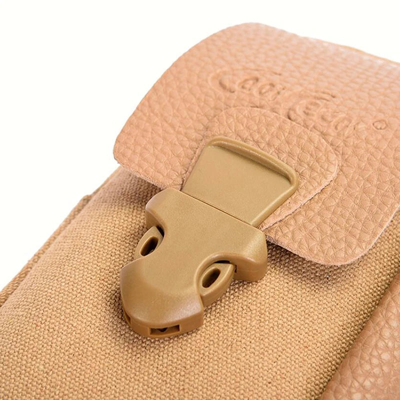 Casual Zipper Men Waist Bag Small Solid Color Card Holder