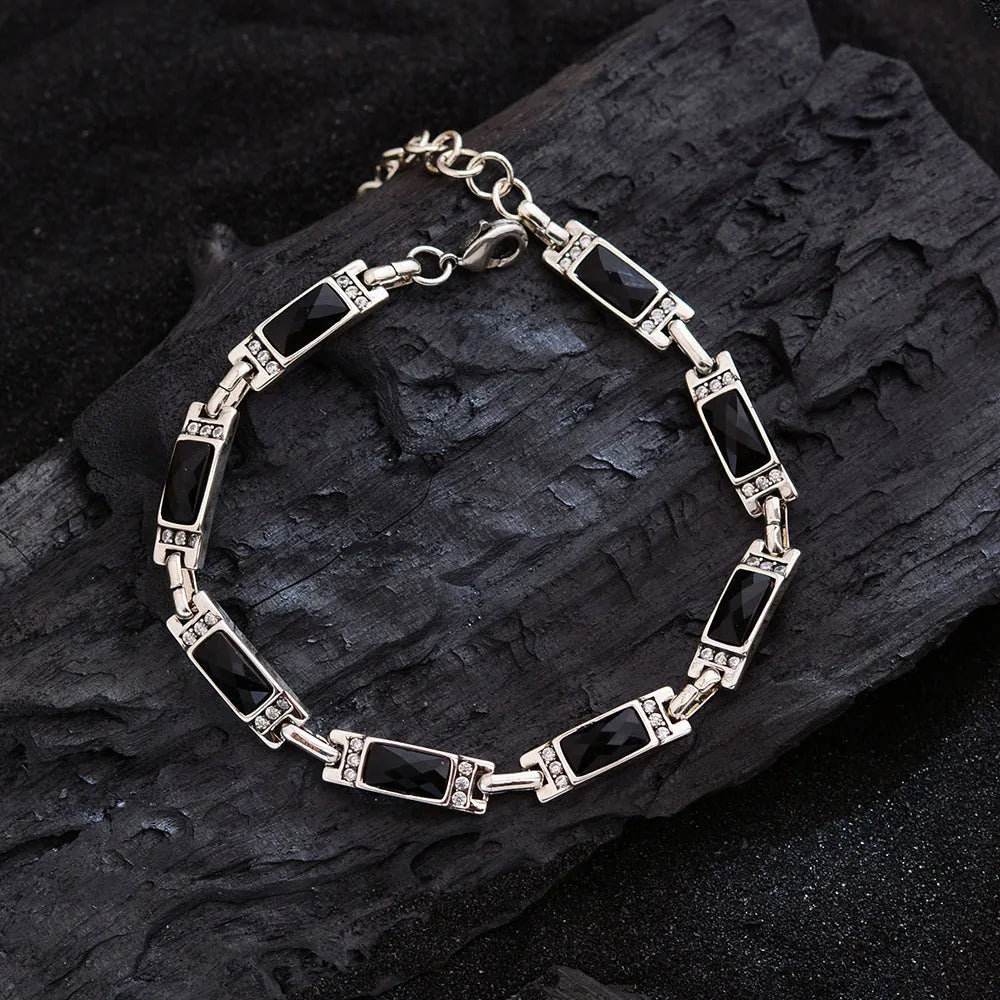 Trendy Shiny CZ Zircon Star Retro Thai Silver Ladies Charm Bracelet Jewelry