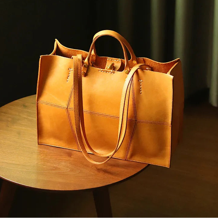 Genuine Leather Handbags Cowhide Large Capacity Tote Niche Retro Commuter Bags