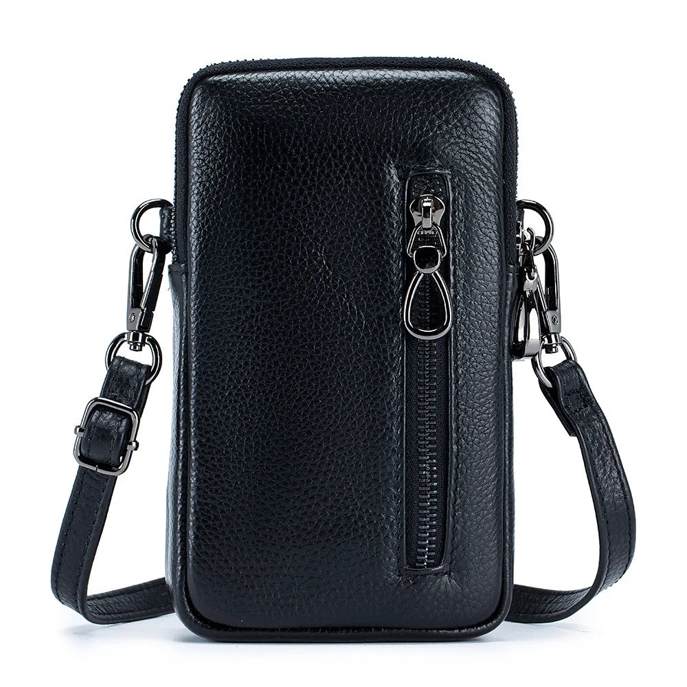 Small Crossbody Wallet Phone Bag Leather Mini Crossbody Vertical Cell Phone Bag