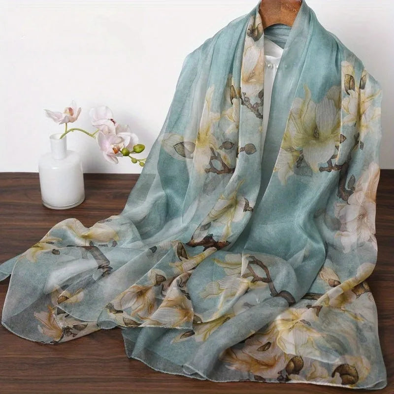 Lightweight 100% Mulberry Silk Chiffon Scarf for Women