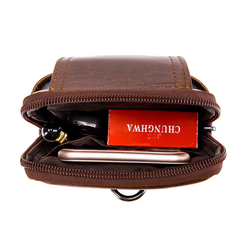 Genuine Leather Vintage Waist Packs Men Travel Pack
