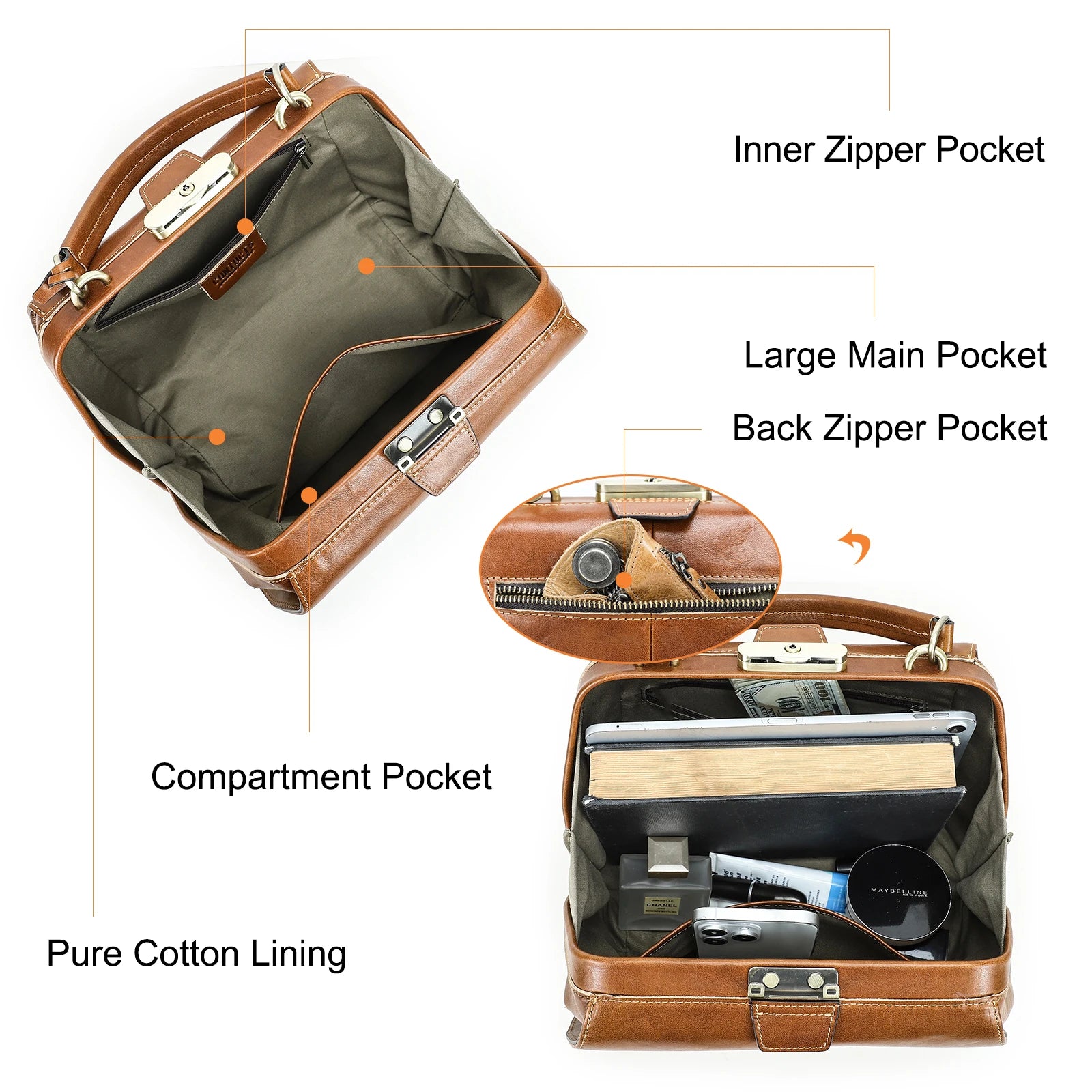 Genuine Leather Doctor Bag for Women Luxury Design Tote