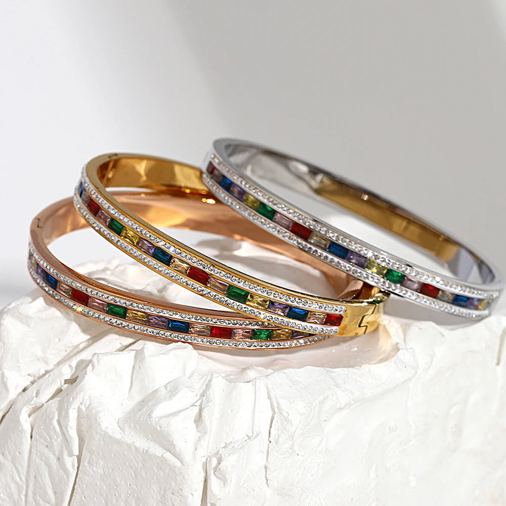 Luxury Colorful Cubic Zirconia Charm Bracelets Jewelry