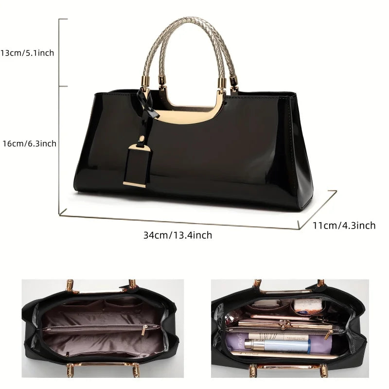 Elegant ladies' evening handbag shoulder bag patent leather glossy crossbody bag