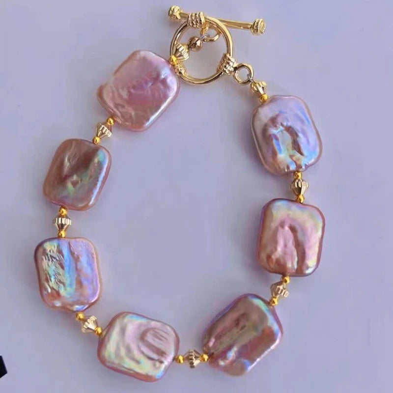 100% Natural Freshwater 15-20mm Baroque Sugar Pearl Bracelet