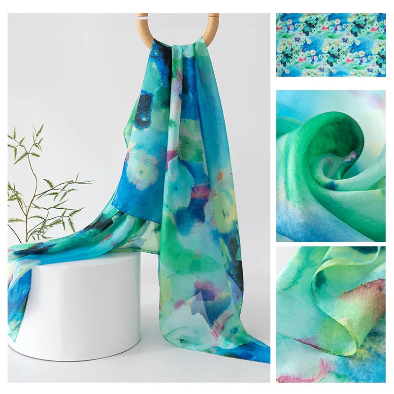 Luxury 100% Mulberry Silk Scarf Thin Breathable Shawl
