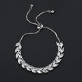 Cubic Zirconia Leaves Bracelet Bangle Adjustable Luxury