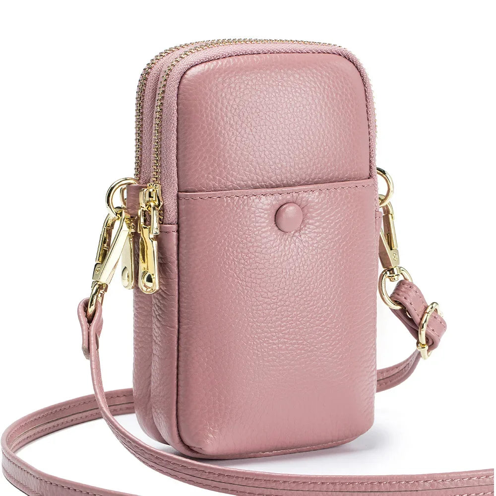 Mini Vertical Design Crossbody Female Bag Cow Leather Mobile Phone Bag Fashion