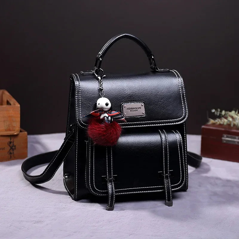 Small Backpack Women Faux Leather Vintage Luxury Bag
