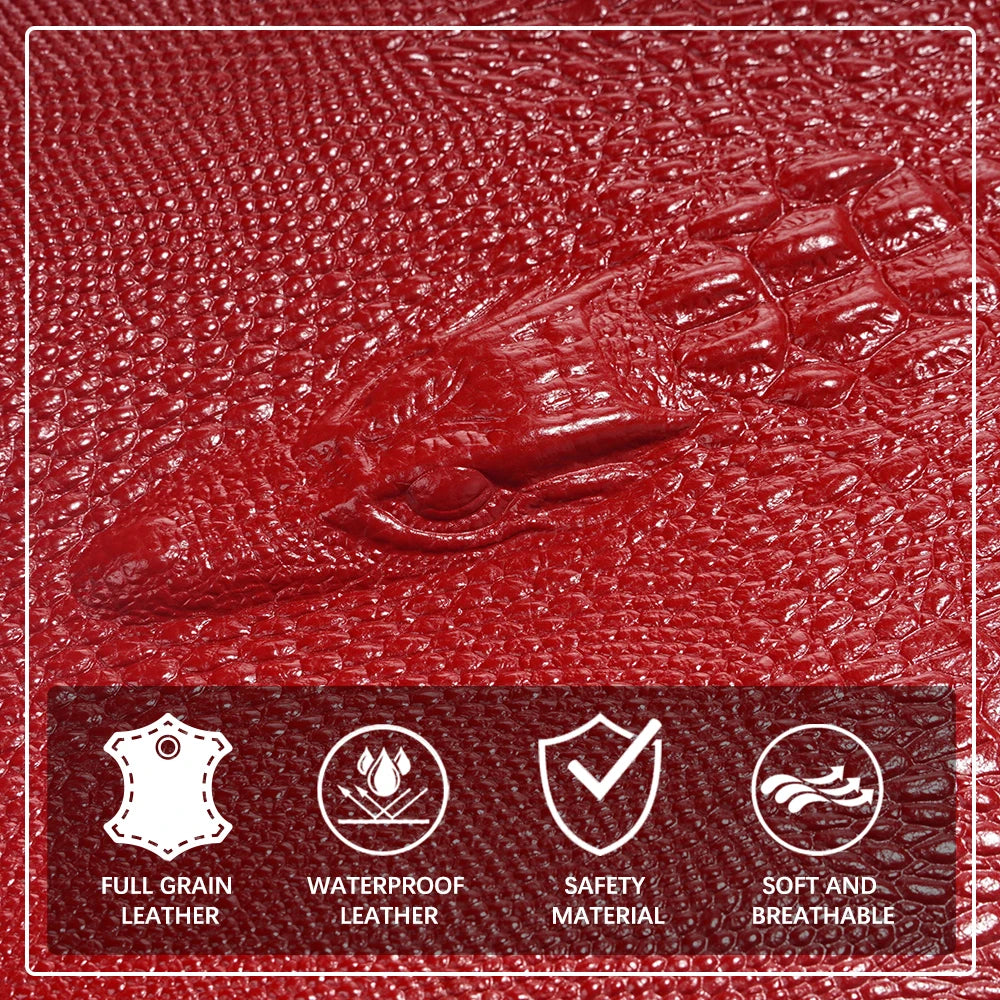 Genuine Leather Backpack Crocodile Pattern Large Capacity