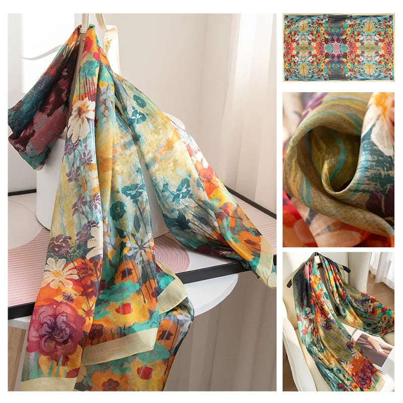 Luxury 100% Mulberry Silk Scarf Thin Breathable Shawl
