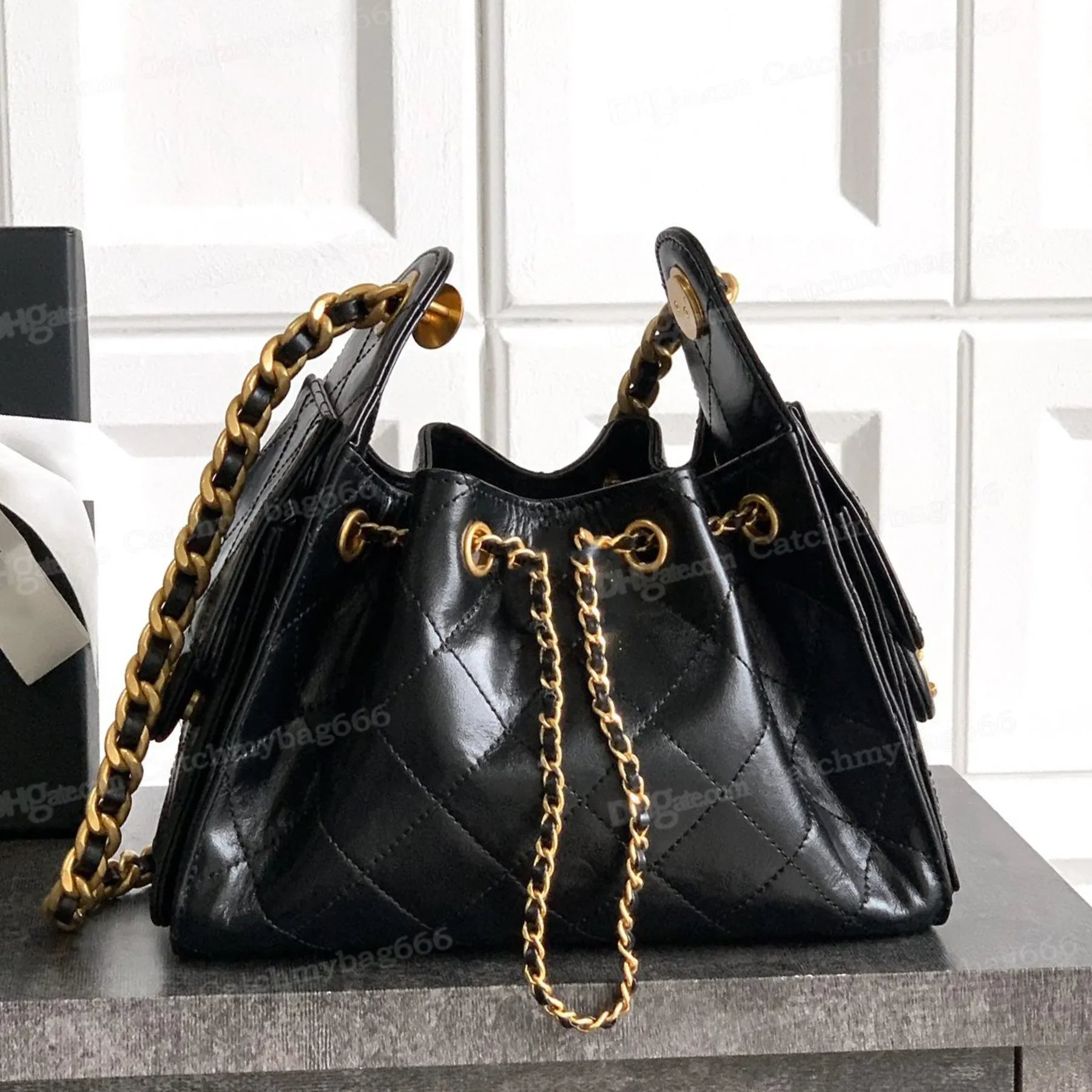 Luxury Handbag Design Grained Genuine Leather Shoulder Bag
