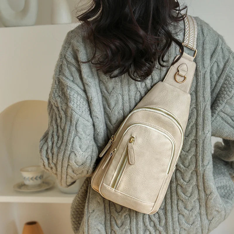 Retro Style Women's Fashion Chest Bag Multilayer Large Capacity Shoulder Bags