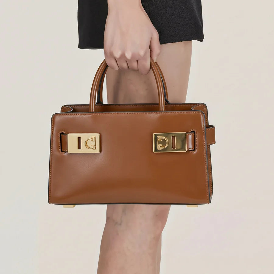 Vintage Luxury Design Crossbody Handbag Elegant Leather Tote