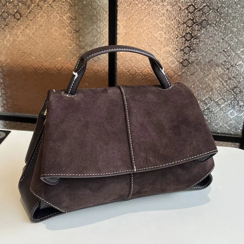 Frosted Handbag High-end Suede Flap French Shoulder Bag