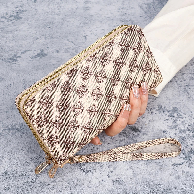Long large-capacity coin purse double zipper wallet