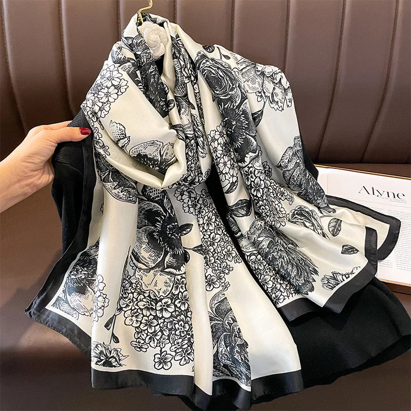 180*90cm Luxury Brand Women Scarf Summer Silk Shawl Lady Wrap Soft Design
