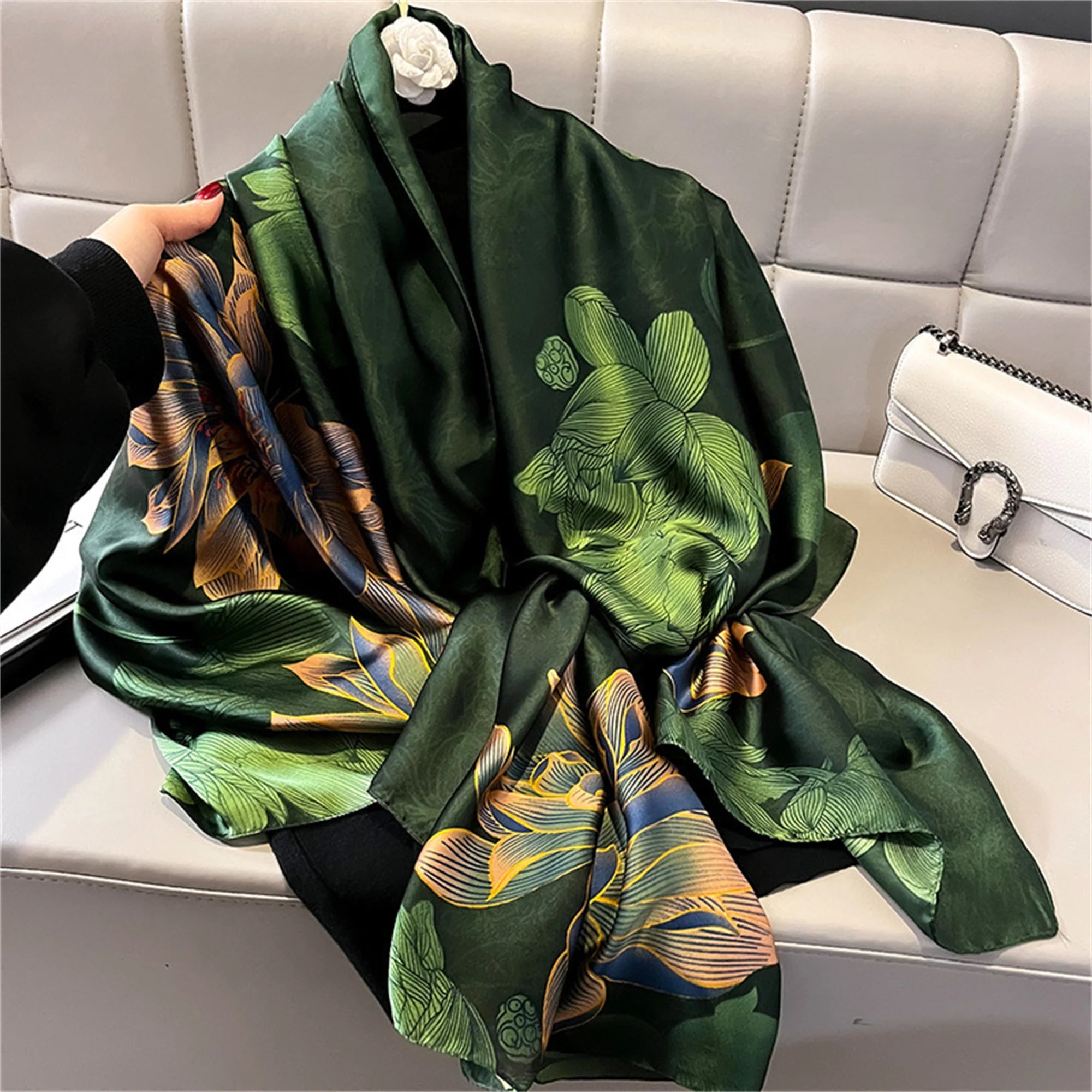 180*90cm Luxury Brand Women Scarf Summer Silk Shawl Lady Wrap Soft Design