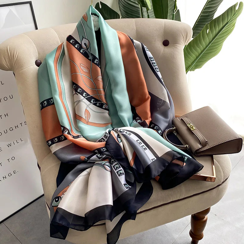180*90cm Luxury Brand Women Scarf Fashion Print Silk Scarves Summer Shawls Wraps