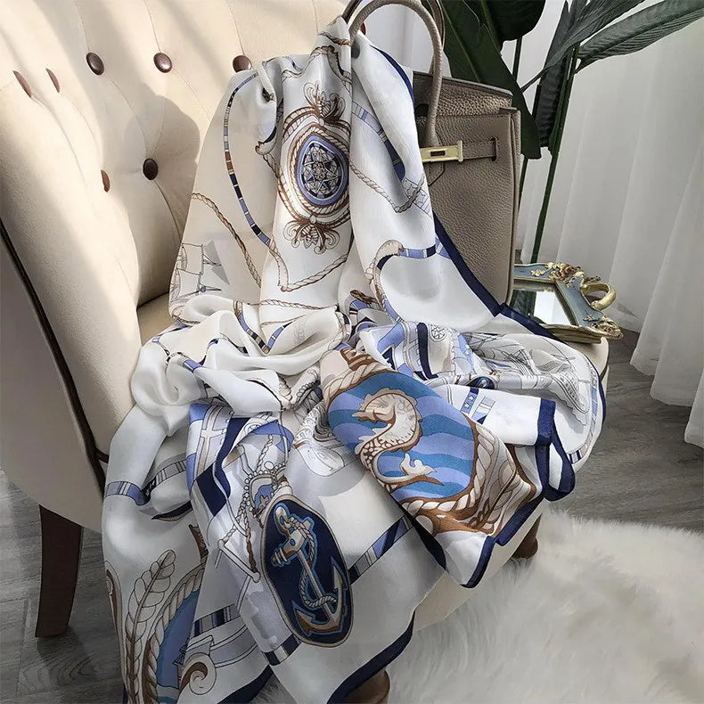 100% Pure Silk Scarf Women Luxury Print Wraps For Ladies