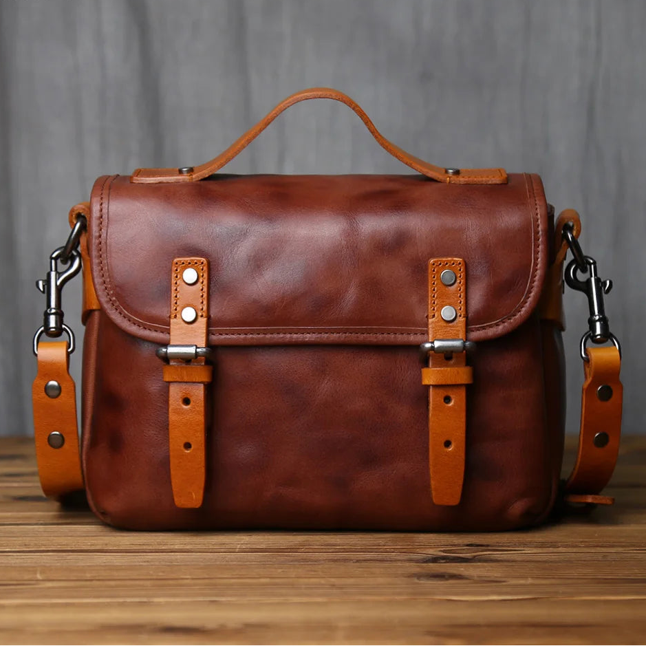 Men's Vintage Genuine Leather Shoulder Bag Top Layer Cowhide Crossbody Bag