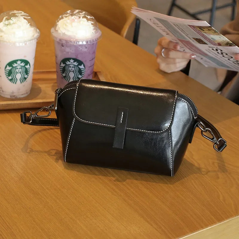 Genuine leather women's bag small bag shell bag one shoulder crossbody bag
