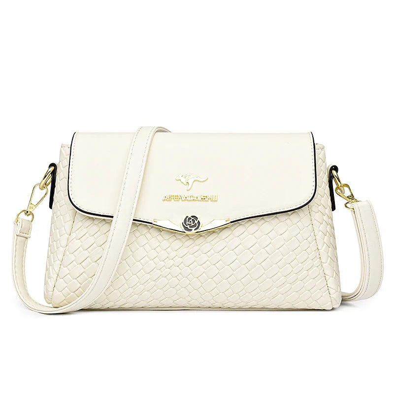 Luxury Handbag Design Pu Leather Knitting Shoulder Messenger Crossbody Bags