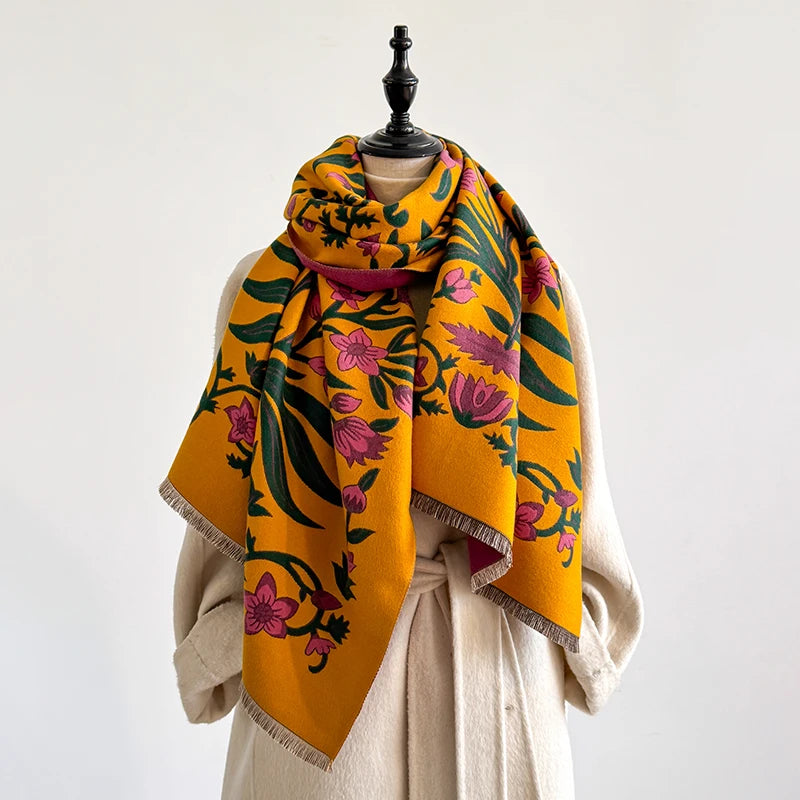 Elegant Women's Floral Jacquard Pashmina Shawl Scarf