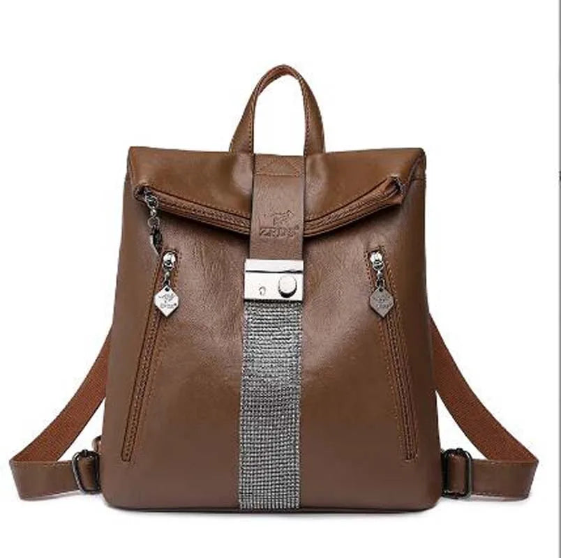 Fashionable Women Leather Backpacks Large Capacity Shoulder Bags Travel Backpack
