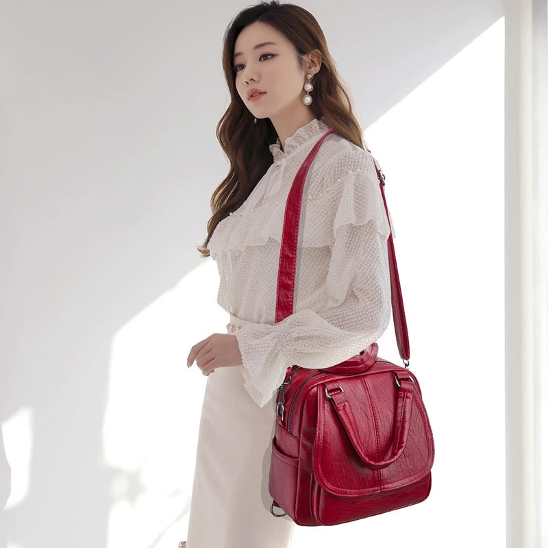 Trendy Multi functional Handheld Shoulder Bag Versatile Soft Leather Bag