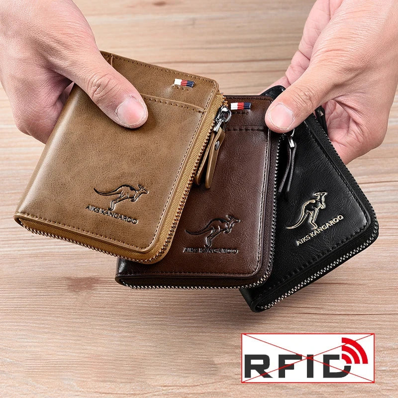 Mens Wallet Leather Business Card Holder Zipper Wallets