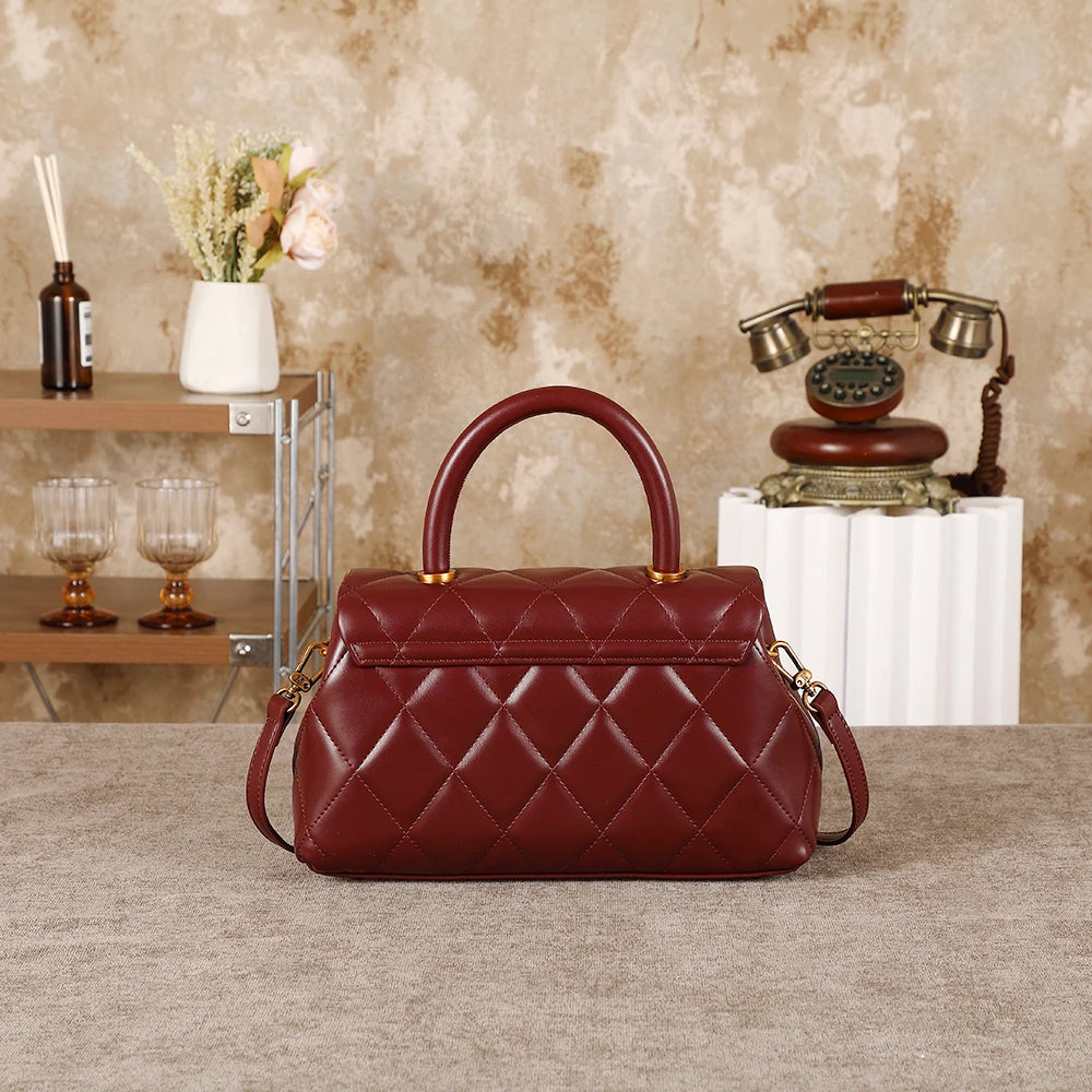 Diamond grid handbag fashionable versatile high-end feel handbag