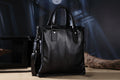 Men's Genuine Leather Vertical Briefcase 14 Inch Laptop Bag