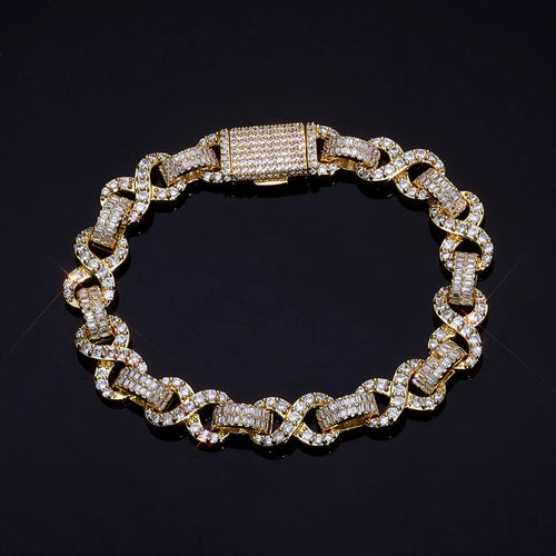 10mm Iced Out Infinite Chain Bracelet Bling Cubic Zirconia Bracelet Jewelry