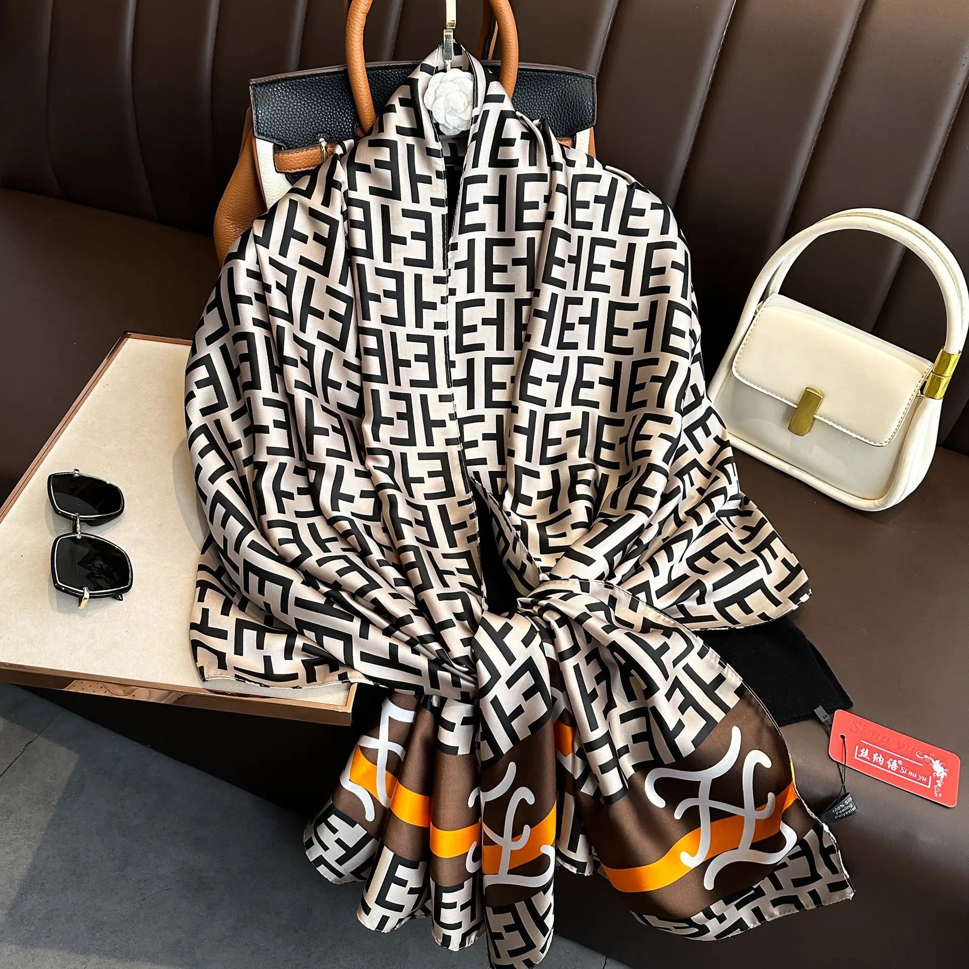 Luxury Brand Silk Scarves Women Fashion Print 180X90CM Long Silk Headscarf
