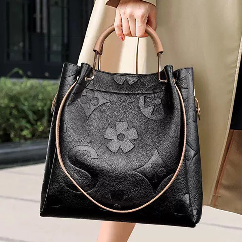 Floral Handbags Purses Women Tote Bag Embossed Leather Top Handle Handbag