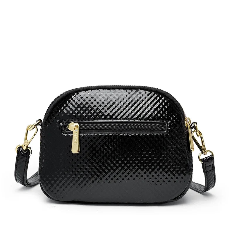 Women's Small Messenger Bag PU Leather Shiny Shoulder Bag Fashion Saddle Bags