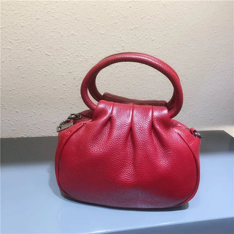Luxury Design Cowhide Leather Shoulder Bag Women's Handbag