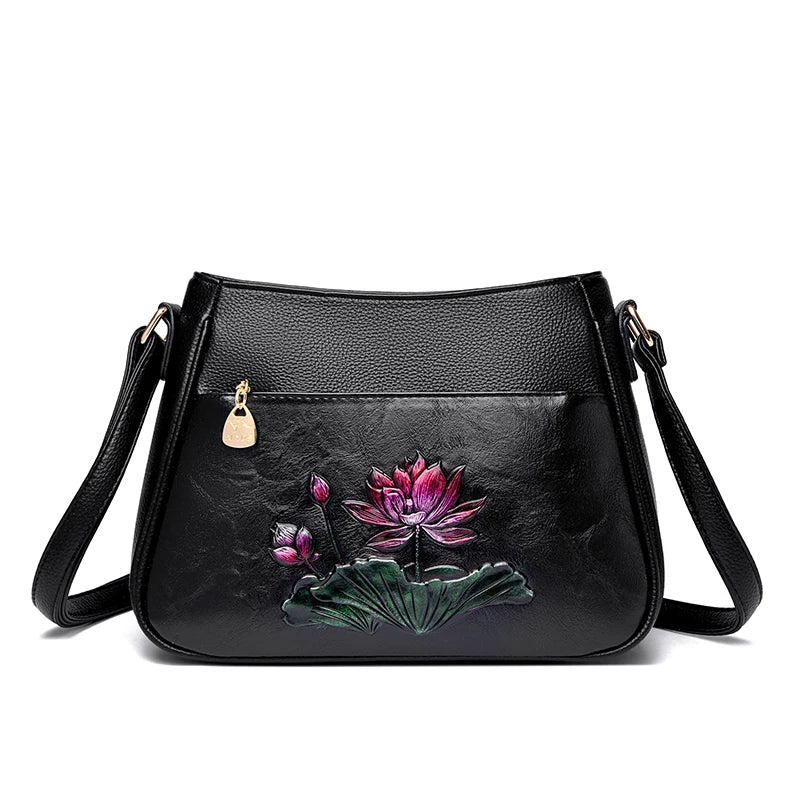 Fashion Luxury Women Tote Bags Designer Flower PU Leather Shoulder Crossbody Bag