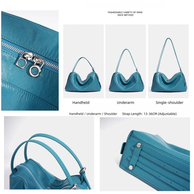 Genuine Leather Hobo Bag Lazy Style Underarm Shoulder Bag