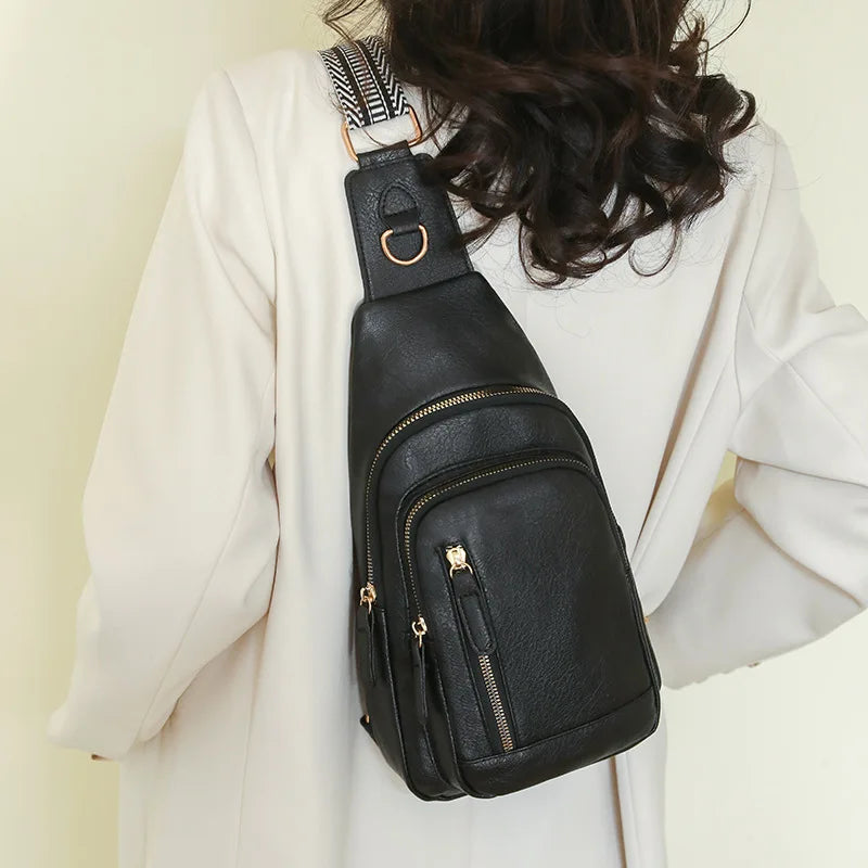 Retro Style Women's Fashion Chest Bag Multilayer Large Capacity Shoulder Bags