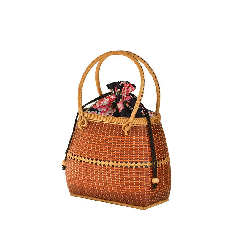 Handmade basket exotic style woven bamboo handbag