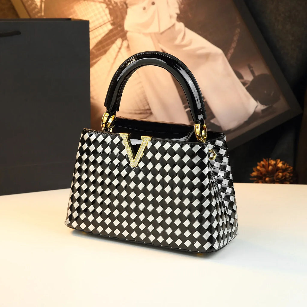 Genuine Leather Woven Handbag Light Luxury Shoulder Bag