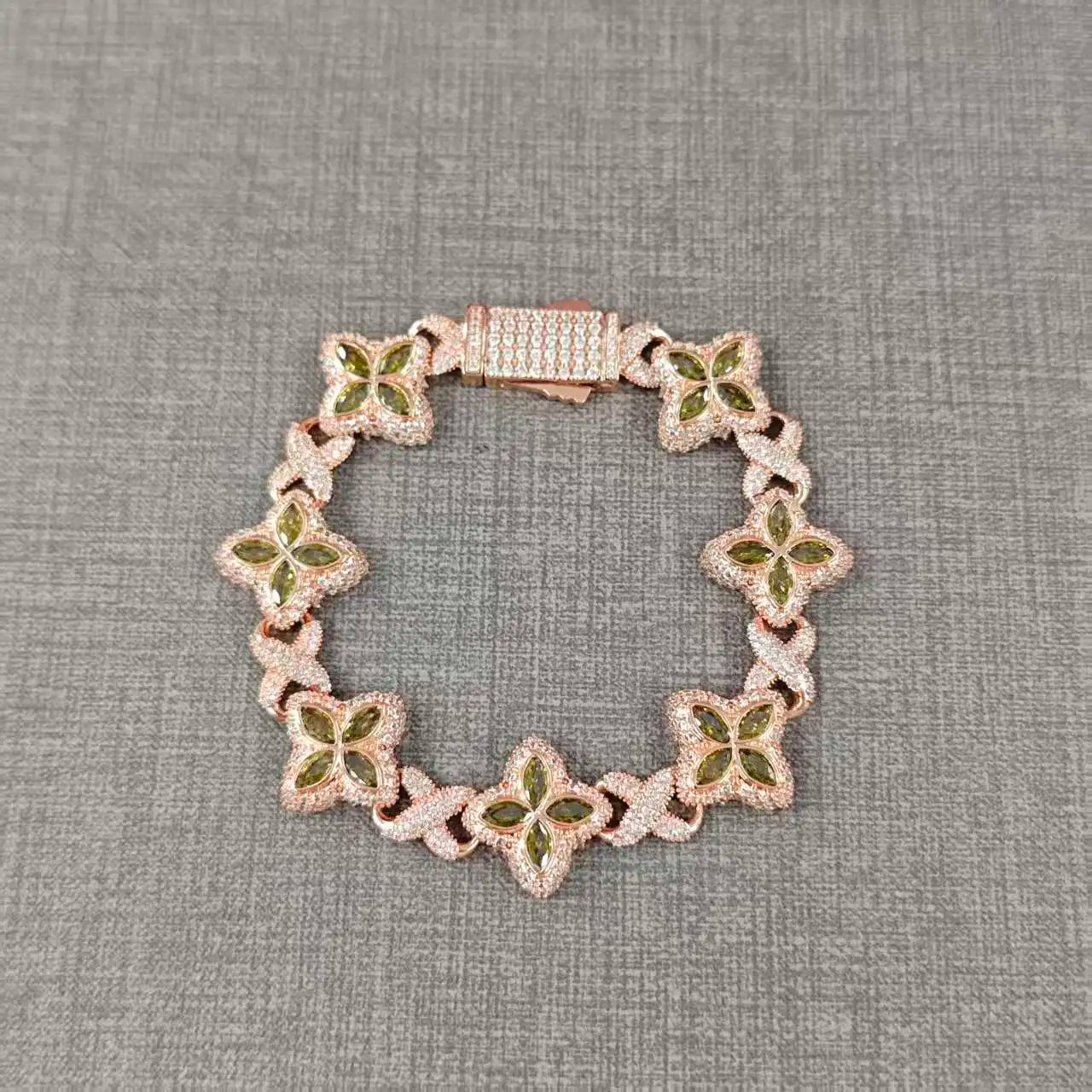 Iced Baguette CZ Floral Infinity Bracelet Jewelry