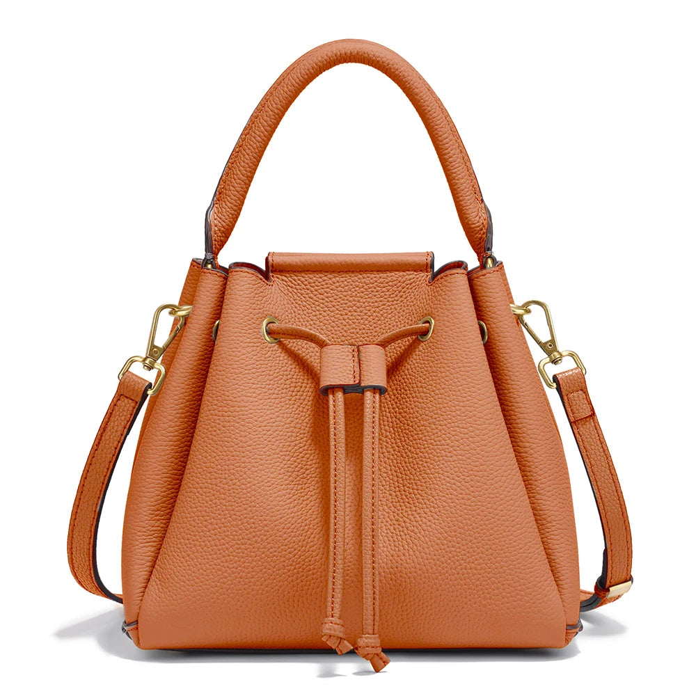 Genuine Leather Top-Handle Bag Simple Fashion Bucket Bag
