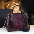 Genuine Leather Women Handbags Tote Bag Fashion Crocodile Print Bucket Bag