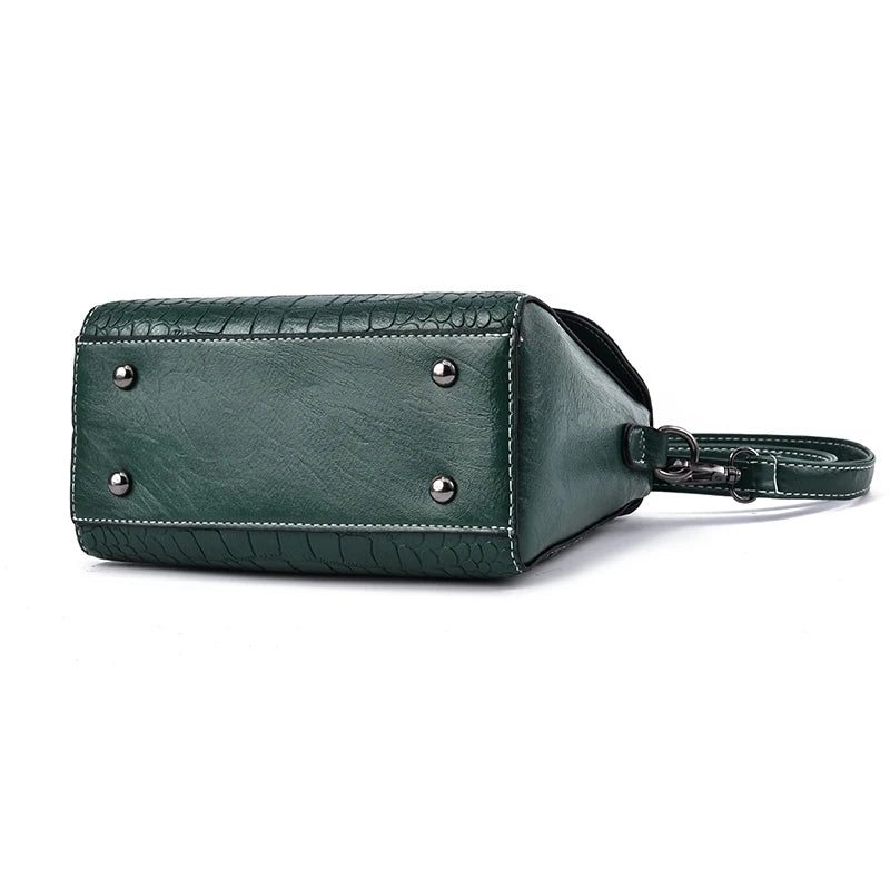 Leather Tote Bag For Women Classic Vintage Shoulder Handbag Alligator Pattern